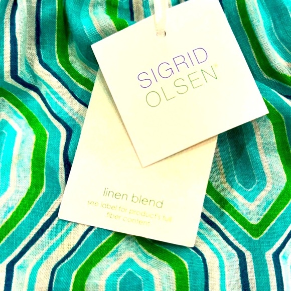 SIGRID OLSEN Halter Dress Coverup Linen Blend Cute Shell Ties Pockets Small - Picture 7 of 8